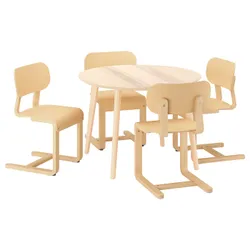 IKEA LISABO / LYCKAN(795.902.60) Стол и 4 стула, Jesionowa Veener/Okl Birch
