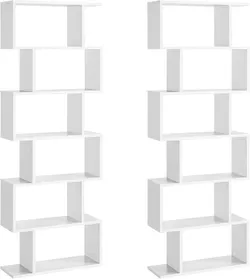 VASAGLE LSS037W01 Книжный шкаф, набор из 2 предметов, 6-ярусный, напольный книжный шкаф, офис, отдельно стоящий, декоративная