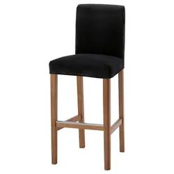 IKEA BERGMUND(893.997.89) Барний стілець зі спинкою, наслідування дуб/Djuparp темно-сірий