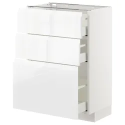 IKEA METOD / MAXIMERA (792.550.60) стоячий шкаф с 3 ящиками, белый/Воксторп глянцевый/белый