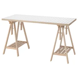 IKEA LAGKAPTEN / MITTBACK(495.084.84) рабочий стол, белый антрацит/береза