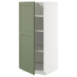 IKEA METOD(495.177.18) Высокий шкаф/полки, Biały/Axstad Greya -green
