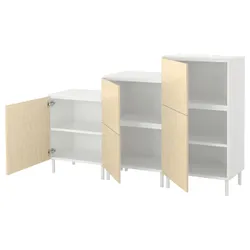 IKEA PLATSA(395.009.78) шкаф 5 дверей, белый/Kalbåden яркий эффект сосны