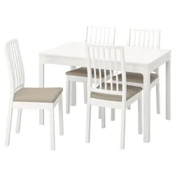 IKEA EKEDALEN / EKEDALEN(494.294.20) стол и 4 стула, белый / бежевый хакебо