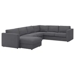 IKEA VIMLE (393.995.84) 5-местный угловой диван, с козеткой / Gunnared средний серый