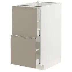IKEA METOD / MAXIMERA(694.923.21) напольный шкаф с 2 фасадами/2 высокими ящиками, белый/Upplöv матовый тёмно-бежевый