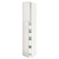 IKEA METOD / MAXIMERA(094.558.59) 2-дверный/4-ящный высокий шкаф, белый/Рингхульт светло-серый