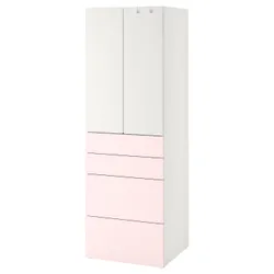 IKEA SMÅSTAD / PLATSA(694.263.69) гардероб, білий ніжно-рожевий / з 4 ящиками