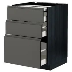 IKEA METOD / MAXIMERA(594.339.21) шкаф с выдвижной столешницей / 3 ящика, черный/Воксторп темно-серый