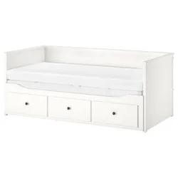 IKEA HEMNES(393.909.46) Кушетка з 3 ящиками, 2 матраца, білий / Vannareid жорсткий