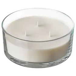 IKEA LOTSFÅGEL(806.079.81) ароматична свічка в склі/3 гноти, ванільний ніжно-бежевий