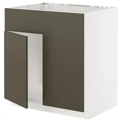 IKEA METOD(795.583.64) тумба, раковина, 2 двері/фасади, білий/Хавсторп коричнево-бежевий