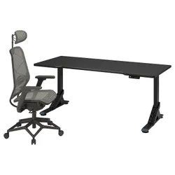 IKEA UPPSPEL / STYRSPEL(994.927.44) ігровий стіл і крісло, чорний/сірий