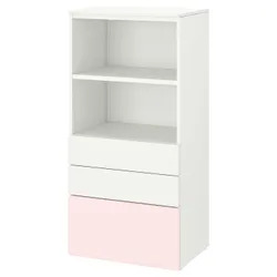 IKEA SMÅSTAD / PLATSA(494.205.23) стойка, белый бледно-розовый / с 3 ящиками