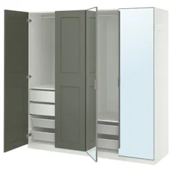 IKEA PAX / KAMMARTORP/GRIMO(295.784.92) Комбинация гардероба, Белое/серое зеркало