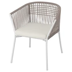 IKEA SEGERÖN(994.948.42) стул с подлокотниками, садовый, белый/бежевый/Frösön/Дувхольмен бежевый