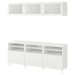 IKEA BESTÅ(494.086.82) комбінація для телевізора / скляні двері, біле / Sutterviken / Kabbarp біле прозоре скло