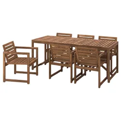 IKEA NÄMMARÖ(795.443.86) стіл+6 крісел, вул, світло-коричнева пляма