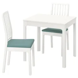 IKEA EKEDALEN / EKEDALEN(294.294.02) стол и 2 стула, белый / Хакебо светло-бирюзовый