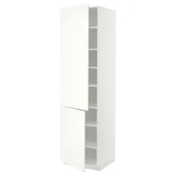 IKEA METOD(095.073.11) высокий шкаф с полками/2 двери, белый/Вальстена белый