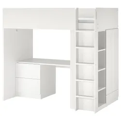 IKEA SMÅSTAD (794.374.52) ліжко-антресолі, біла біла рамка / з письмовим столом з 3 ящиками
