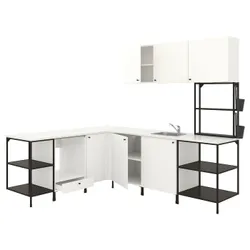 IKEA ENHET (593.381.27) кутова кухня, антрацит / білий