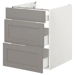 IKEA ENHET(193.209.83) нижний шкаф / 3 ящика, белая/серая рамка