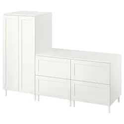 IKEA SMÅSTAD / PLATSA (894.850.32) гардероб, белый белый каркас / с 2 комодами