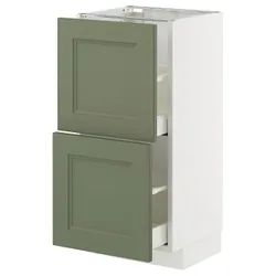 IKEA METOD / MAXIMERA(795.175.71) стоящий шкаф с 2 ящиками, Biały/Axstad Greya -green