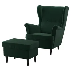 IKEA STRANDMON (194.839.08) крісло/підніжка, Дюпарп темно-зелений