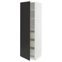IKEA METOD / MAXIMERA(394.984.28) высокий шкаф с ящиками, белый/Nickebo матовый антрацит