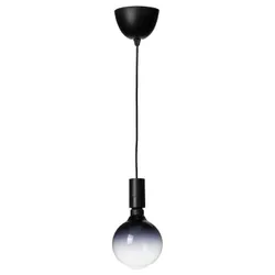IKEA SUNNEBY / MOLNART(694.782.16) подвесной светильник с лампочкой, черный / черное прозрачное стекло