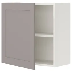 IKEA ENHET(893.210.12) навісна шафа з 1 полицею/дверцями, біло-сіра рамка