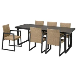 IKEA VÄRMANSÖ(595.002.13) стол+6 стульев, открытый, темно-серый/коричневый