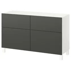 IKEA BESTÅ(495.754.64) комбинация полок с дверцей/ящиком, белый/Lappviken/Stubbarp темно-серый