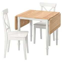 IKEA DANDERYD / INGOLF(094.783.99) стол и 2 стула, белый / шпон белого дуба