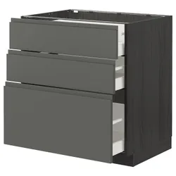 IKEA METOD / MAXIMERA (893.110.13) стоячий шкаф с 3 ящиками, черный/Воксторп темно-серый