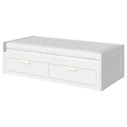 IKEA BRIMNES(895.211.53) Кушетка з 2 ящиками, 2 матрацами., білий/Åfjäll жорсткий