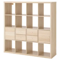 IKEA KALLAX(191.975.96) книжкова шафа на 4 вставки, білий морений дуб