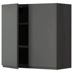 IKEA METOD(894.628.27) навісна шафа з полицями / 2 двер, чорний / Voxtorp темно-сірий