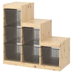 IKEA TROFAST (394.779.73) полка с контейнерами, сосна светлая беленая / темно-серая