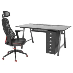 IKEA UTESPELARE / MATCHSPEL(094.430.03) Ігровий стіл, стілець і комод, чорний
