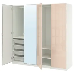 IKEA PAX / FARDAL/ÅHEIM(595.966.92) Комбинация гардероба, белое глянец/светло -оранжевое зеркало