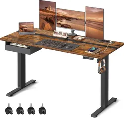 VASAGLE Стіл з електричним регулюванням висоти, стільниця 140 x 60 x (72-120) см, плавне регулювання, функція пам'яті з 4