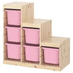 IKEA TROFAST(893.355.61) стойка, сосна светлая беленая / розовая