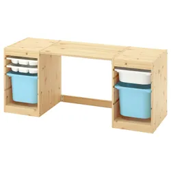 IKEA TROFAST(796.139.21) письмовий стіл з контейнером/лотками з відділеннями, світло-біла морилка сосни/білий світло-блакитний