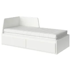 IKEA FLEKKE(895.214.50) Кушетка з 2 ящиками, 2 матрацами., білий/Åfjäll жорсткий