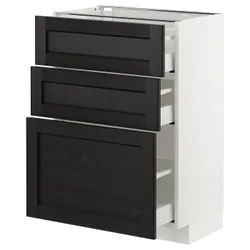 IKEA METOD / MAXIMERA (892.568.51) стоячий шкаф с 3 ящиками, белый / лерхиттан черная морилка