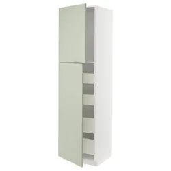 IKEA METOD / MAXIMERA(794.870.60) высокий шкаф с 2 дверцами/4 ящиками, белый/Стенсунд светло-зеленый