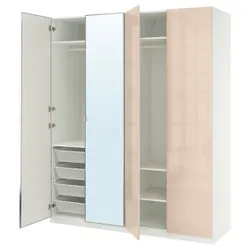 IKEA PAX / FARDAL/ÅHEIM(495.966.97) Комбінація гардеробу, Білий глянс/світло -помаранчеве дзеркало